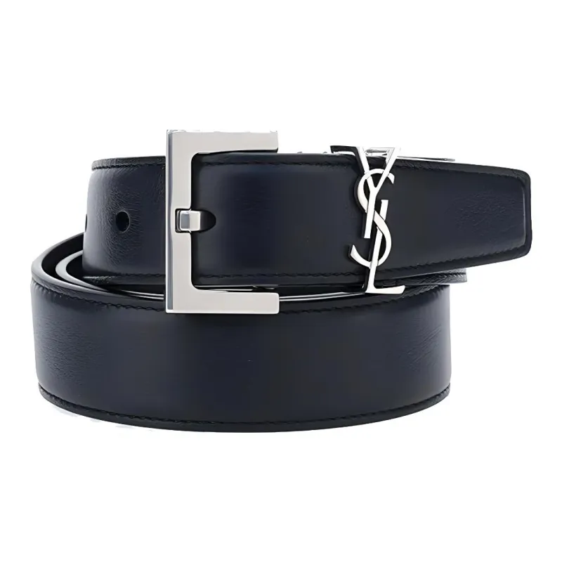 SAINT LAURENT Cassandre Square Buckle Belt-0
