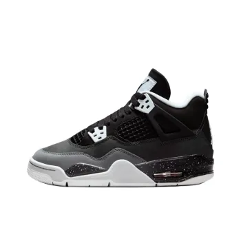 Jordan Air Jordan 4 Slip Resistant Anti Kick High Top Children's Basketball Shoes Black Teenagers