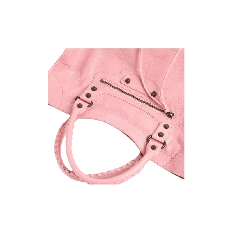 Balenciaga Le City Sheepskin One Shoulder Handbags Medium Size Women's Pink-6