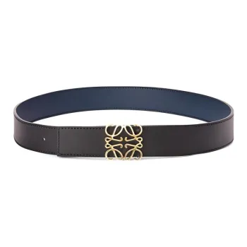 LOEWE Cow Leather Belts Men's Black/Blue Width 3.5cm