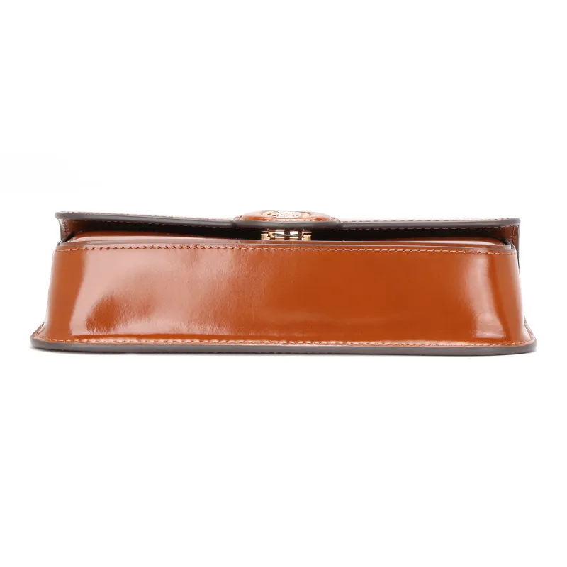 TORY BURCH Robinson Spazzolato Rectangular Shoulder Bag Dark Sienna-3