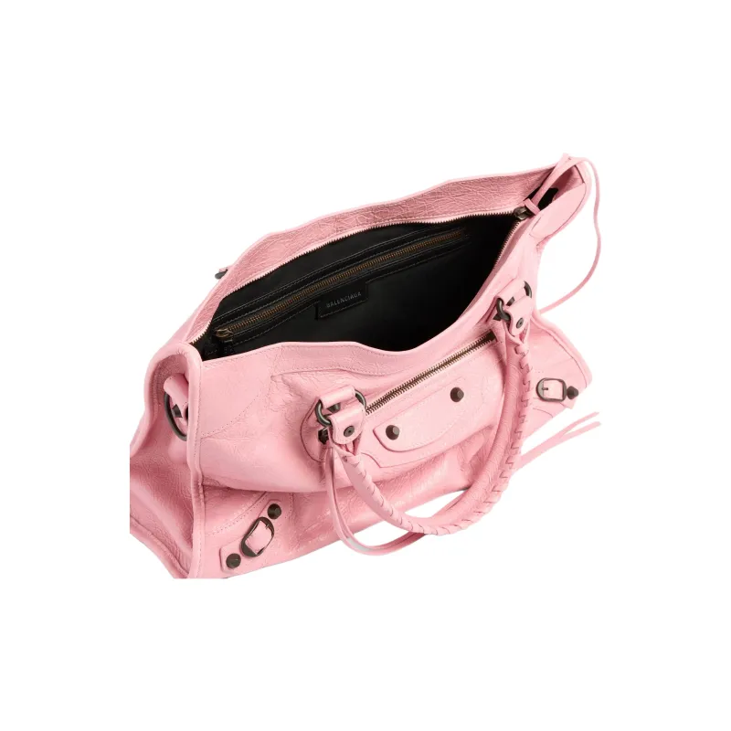 Balenciaga Le City Sheepskin One Shoulder Handbags Medium Size Women's Pink-5