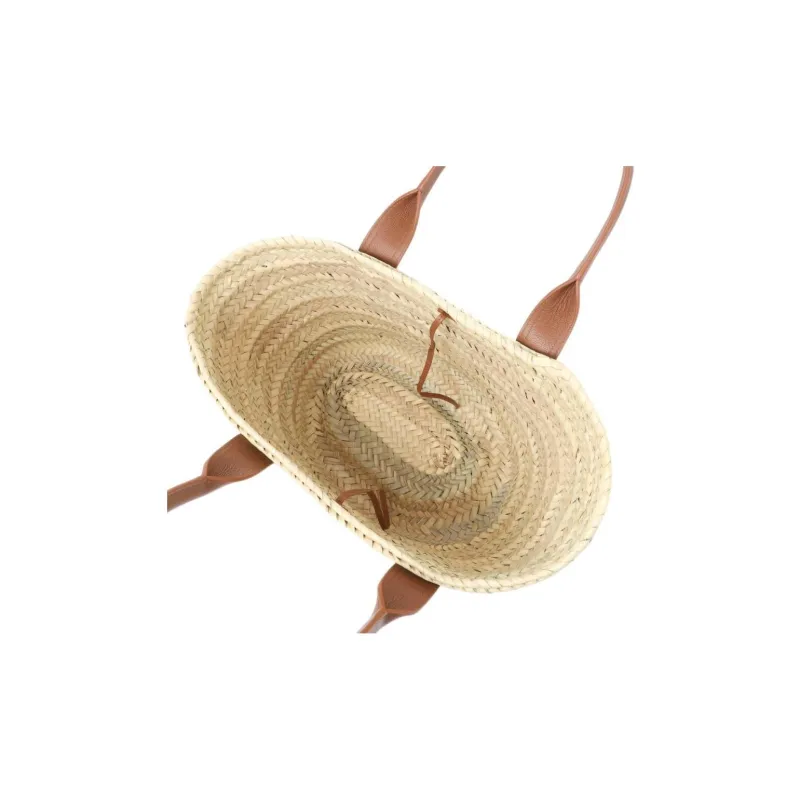 J&M Raffia Handbag Medium Size Unisex Beige Yellow-3
