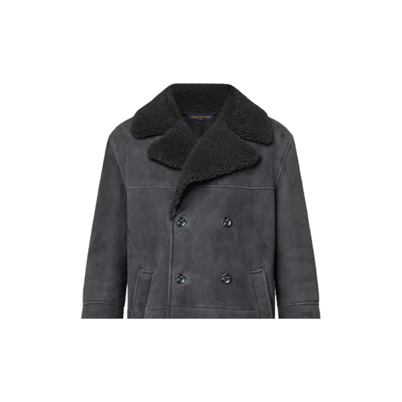 LOUIS VUITTON Double Breasted Shearling Coat-3