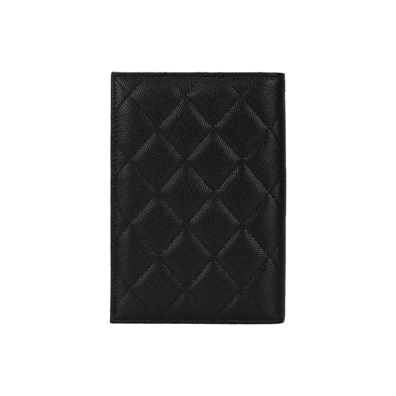 CHANEL Litchi Grain Cow Leather Passport Holder, Wallet, Card Holder Women's Black-2