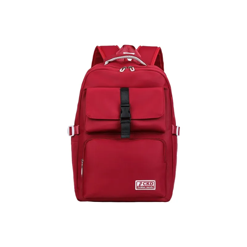 SUN EARTH &U Canvas Backpack Unisex Red/Black-0