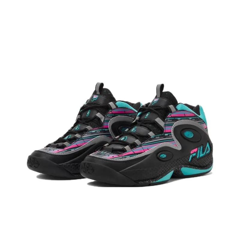 FILA Grant Hill 3 Anti Slip Wear Resistant Mid Top Casual Shoes Men's Black-2