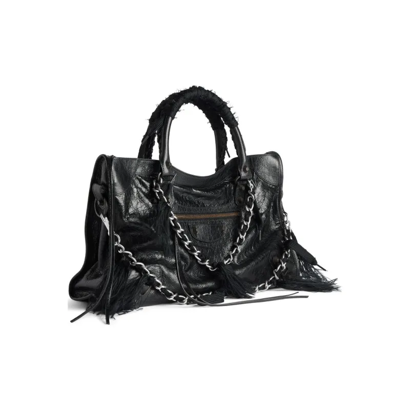 Balenciaga Le City Sheepskin One Shoulder Handbag Medium Size Women's Black-3