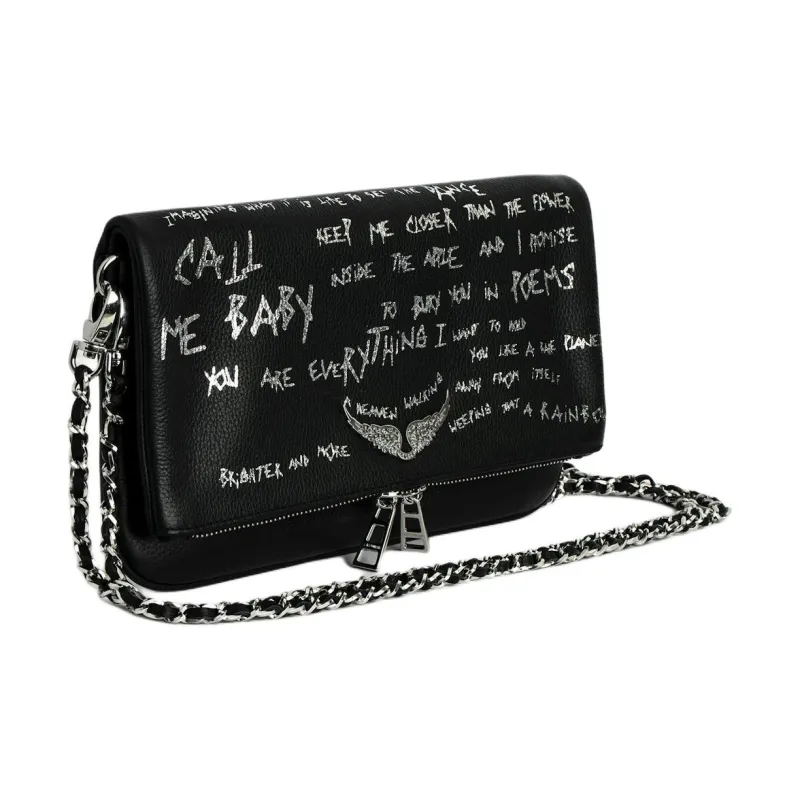 Zadig & Voltaire Cow Leather Clutch Shoulder Bag Women's Black-1