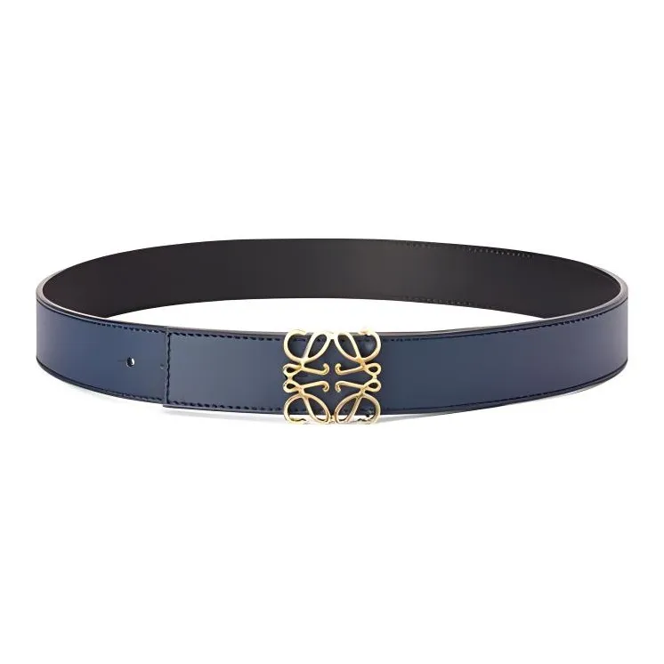 LOEWE Cow Leather Belts Men's Black/Blue Width 3.5cm-1