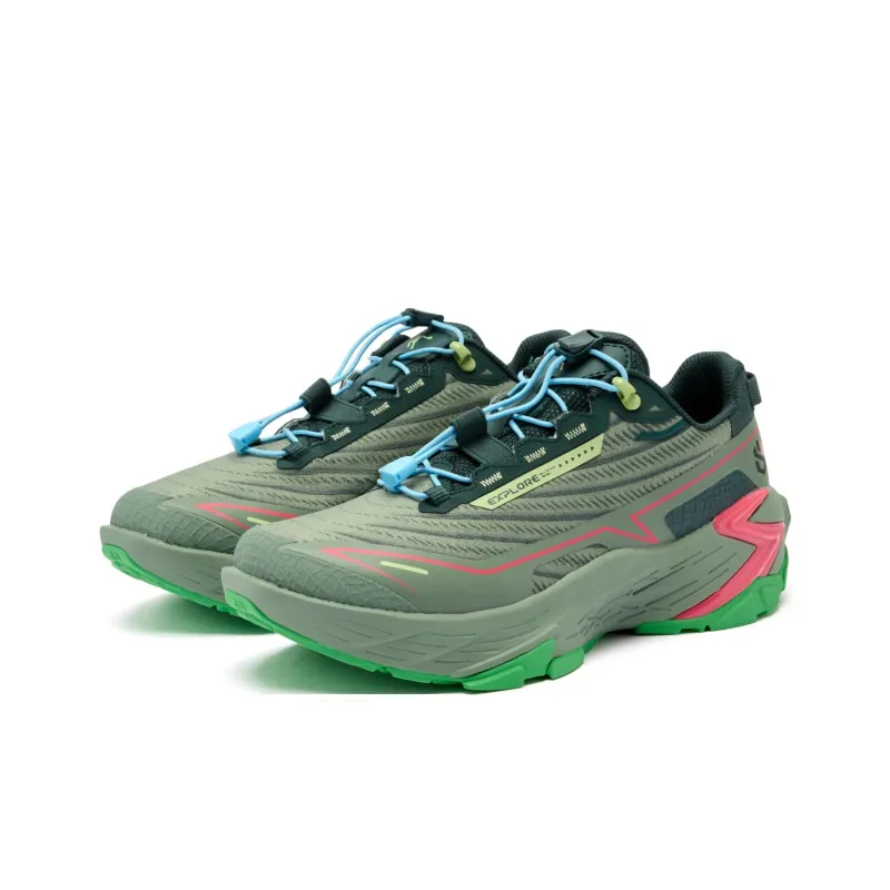 QIAODAN Light Cavalry Cushioning Anti-Slip Wear-Resistant Quick Dry Balance Rebound Low-Top Running Shoes Men's Green-3