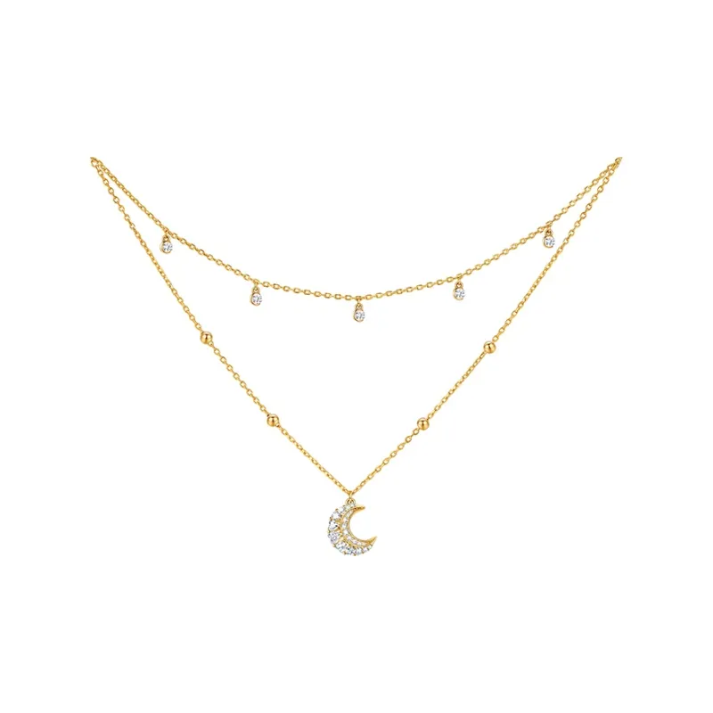 FANCI Dreamy Heart Moon Series S925 Silver Necklaces Women's-0