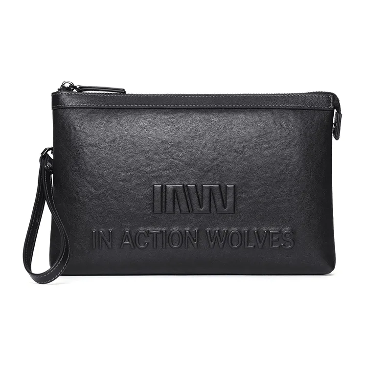 SEPTWOLVES Cow Leather Clutch Men's Black-0