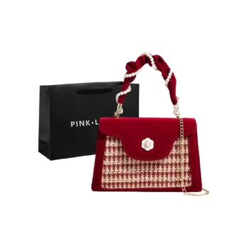 PINK·LAND Velour Crossbody Bag Chain Shoulder Bag Handbag Regular Women's
