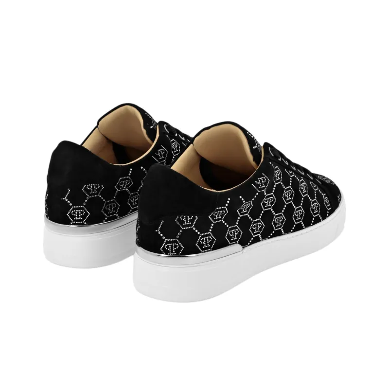 PHILIPP PLEIN Lo-Top STRASS MONOGRAM Low-Top Skateboard Shoes Men's Black-5