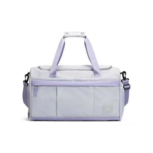 COWBONE Fabric Gym Bag Travel Bag Unisex Gray Purple/Cool Black