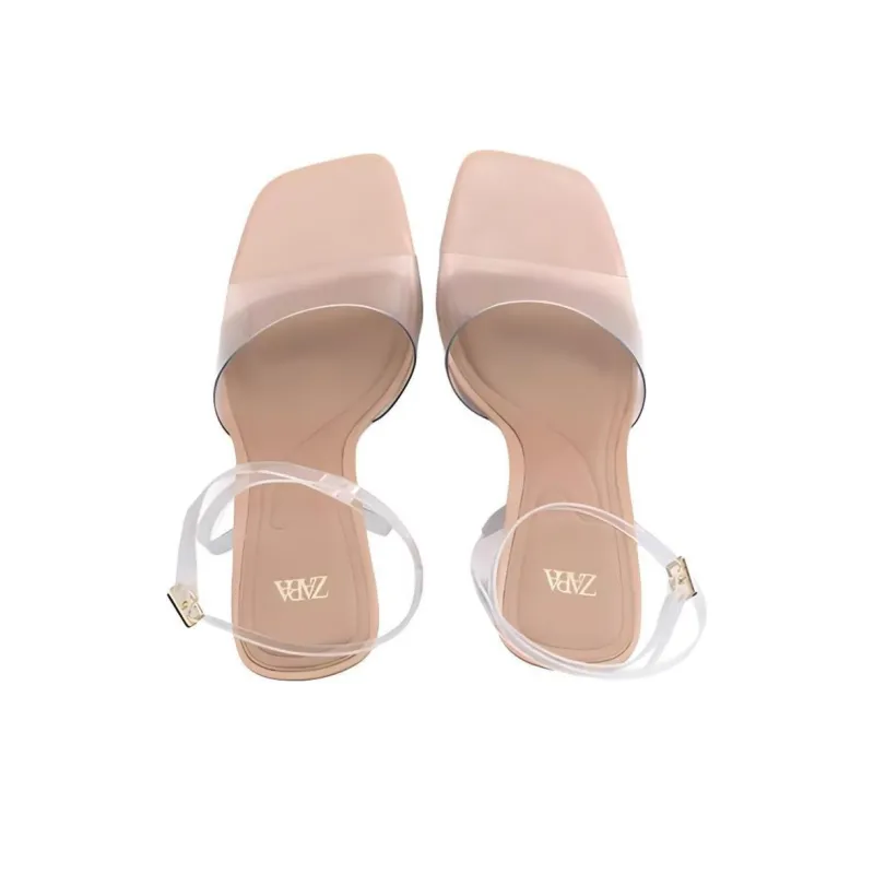 ZARA One-Strap Sandals 10cm Women's Transparent-3