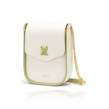 JUST STAR Synthetic Leather Portable Crossbody Bag, Shoulder Bag Women's Cheese White & Green