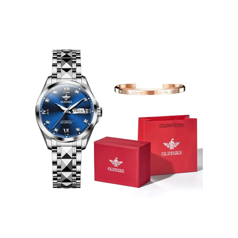 Oupinke Fashionable Versatility Elegance Mechanical Movement Watch Women's Watch White Dial-6