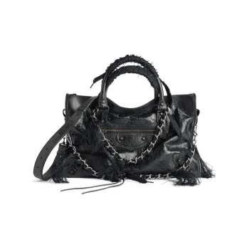 Balenciaga Le City Sheepskin One Shoulder Handbags Medium Size Women's Black
