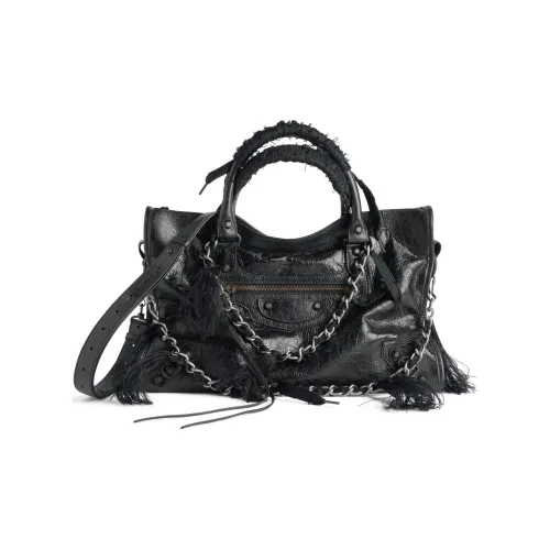 Balenciaga Le City Sheepskin One Shoulder Handbags Medium Size Women's Black
