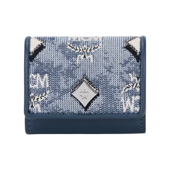 MCM Jacquard Fabric Cow Leather AirPods Pro Protective Case Earphone Case Women's Blue