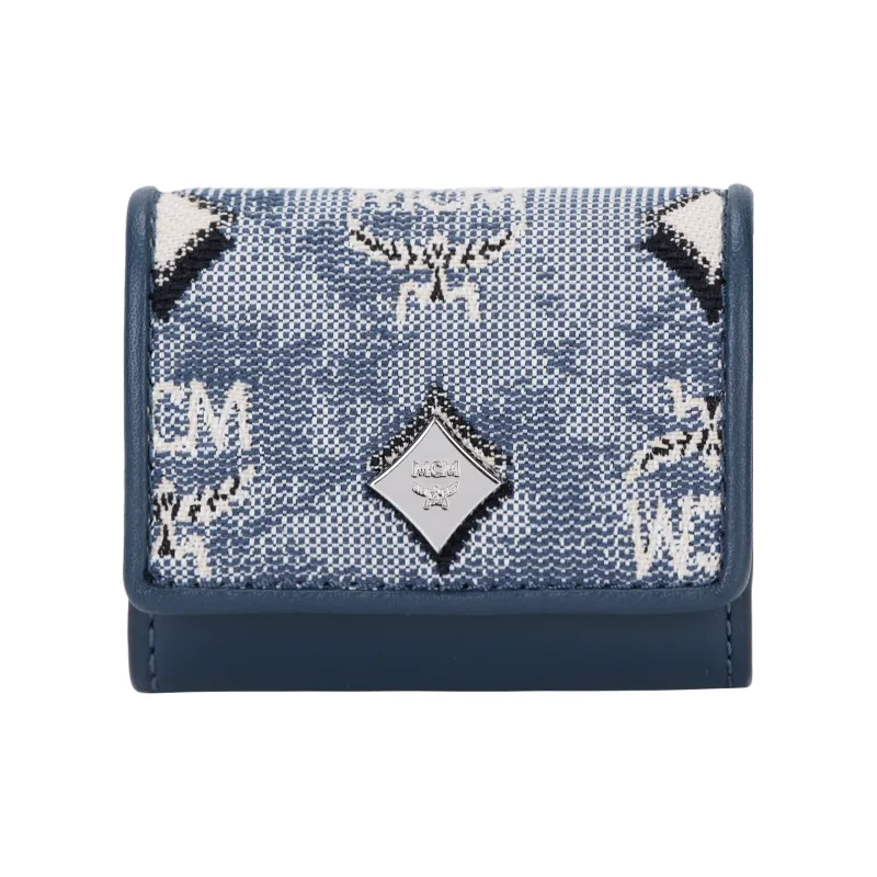 MCM Jacquard Fabric, Cow Leather AirPods Pro Protective Cover Earphone Case Women's Blue-0