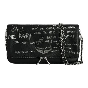 Zadig & Voltaire Cow Leather Clutch Shoulder Bag Women's Black