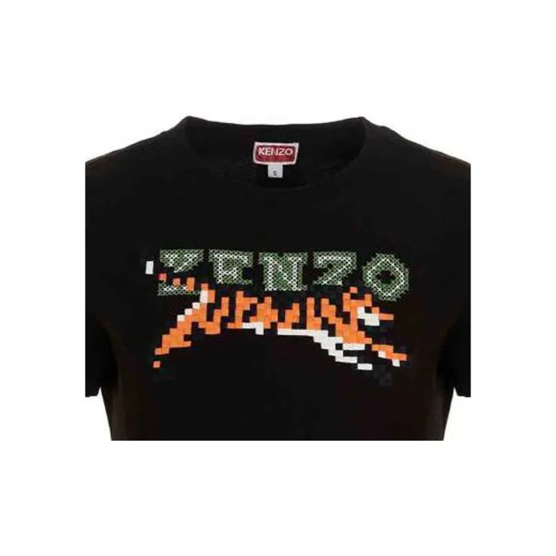 KENZO Tiger Motif Embroidered Crewneck T Shirt-4
