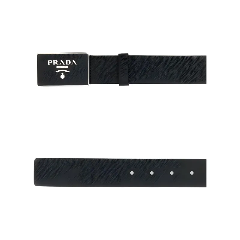 PRADA Logo Plaque Buckle Belt-3