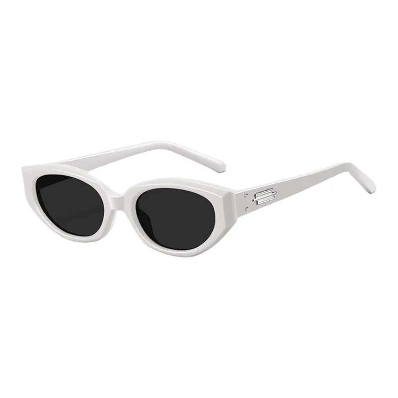 Thunder Pailong Plate Frame Irregular Shape Sunglasses Women's Black Pink White Coffee-6