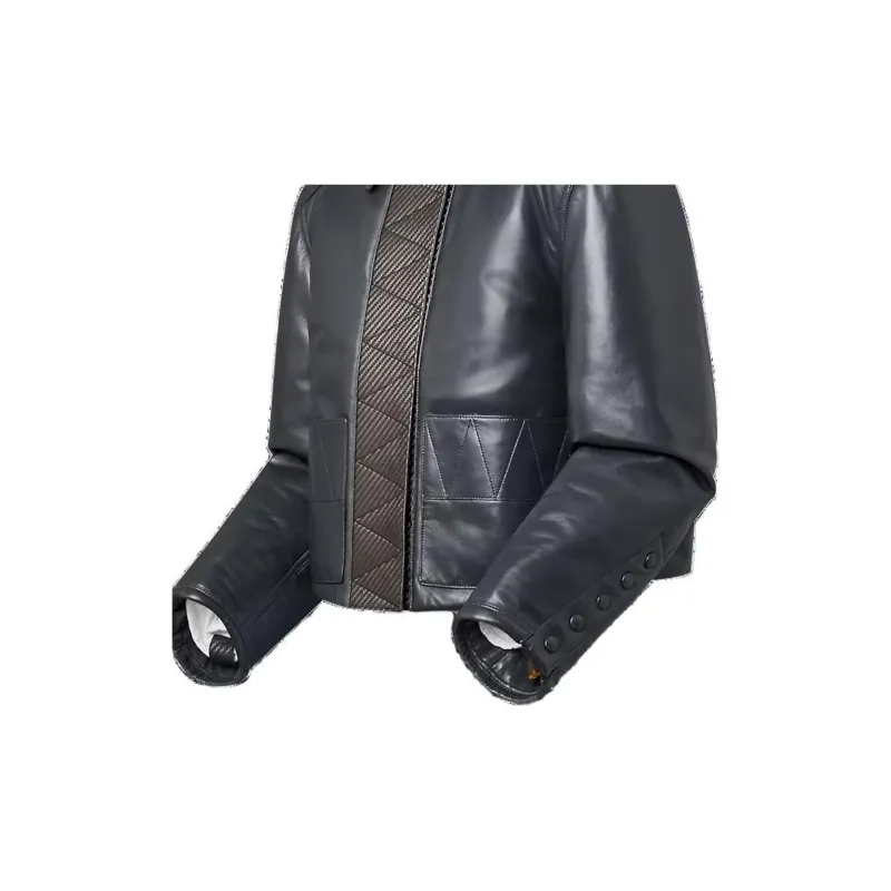 LOUIS VUITTON Topstitched Leather Boxy Jacket-4