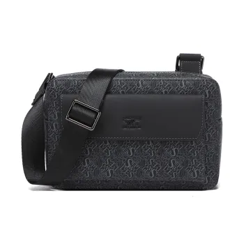 SEPTWOLVES Cow Leather Shoulder Bag Crossbody Bag Men's Black