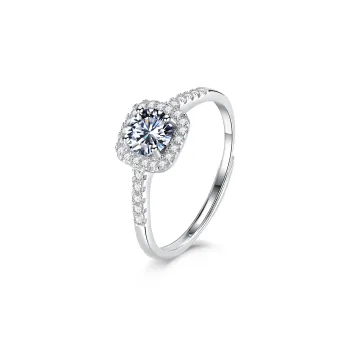 FEENG X S925 Silver Rings Women's 0.5 Carat D Color Moissanite Diamond Ring