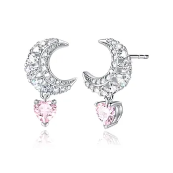 FANCI Dreamy Heart Moon Series S925 Silver Earrings Women's
