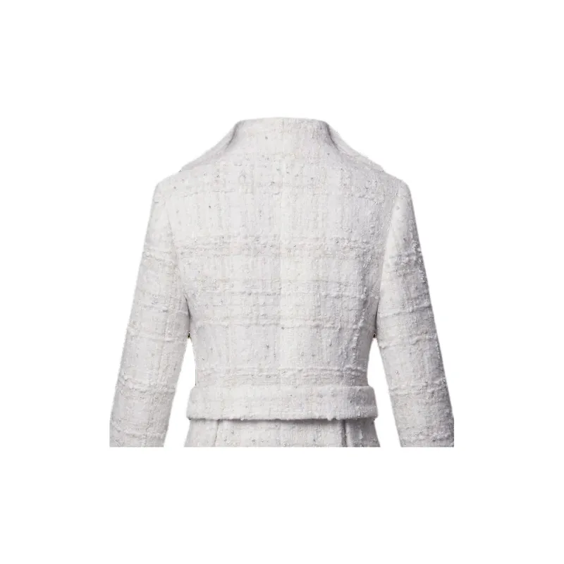 LOUIS VUITTON Graphic Collar Belted Tweed Jacket-4