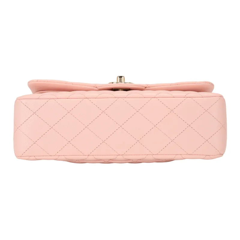 CHANEL Classic Flap CF Shiny Grain Cow Leather Flap Bag, Crossbody Bag, Shoulder Bag Trumpets Women's Light Pink Red-3