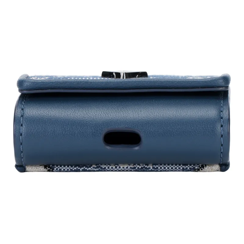 MCM Jacquard Fabric, Cow Leather AirPods Pro Protective Cover Earphone Case Women's Blue-3