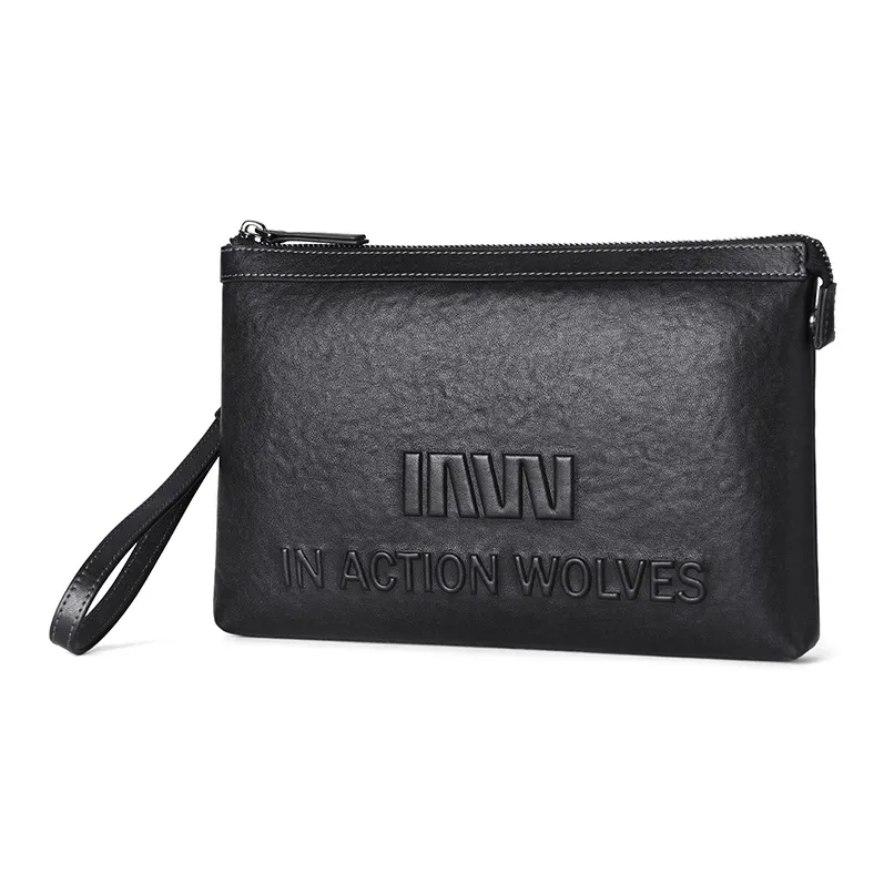 SEPTWOLVES Cow Leather Clutch Men's Black-1