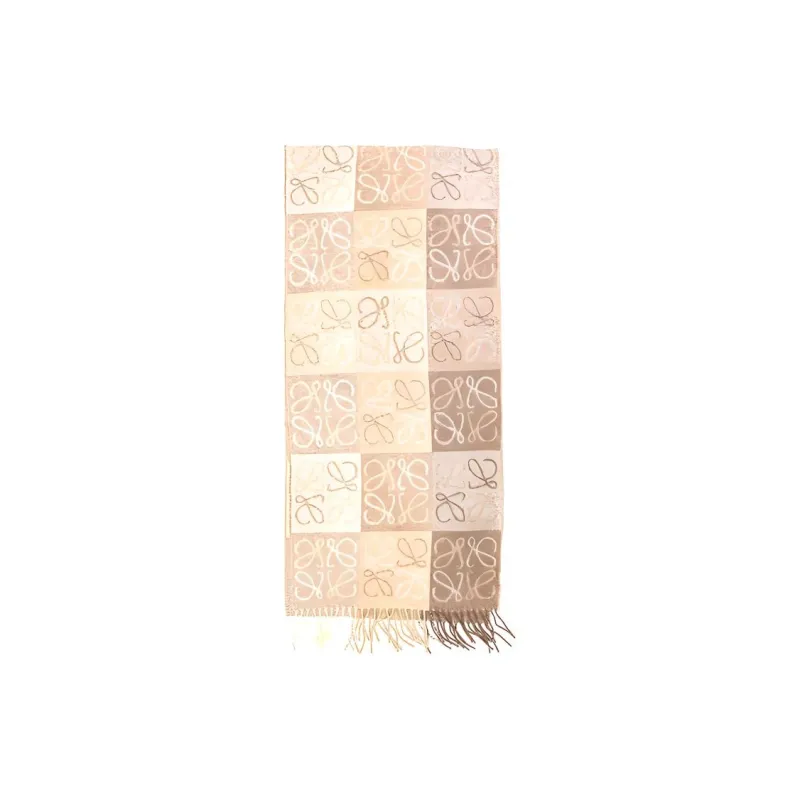 LOEWE Wool Knit Scarves Women's White Beige-0