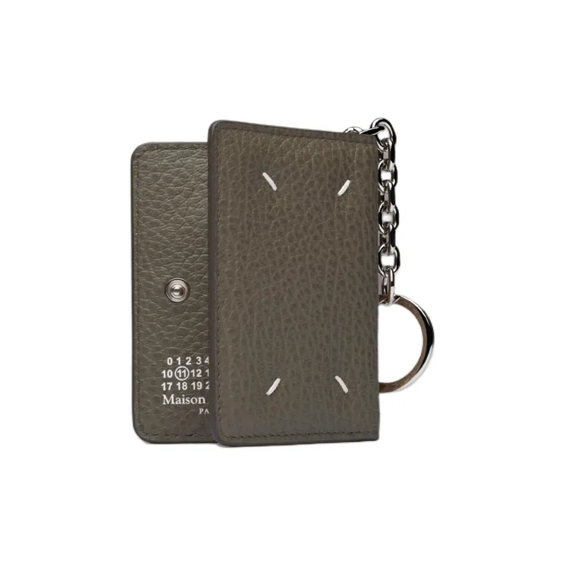 Maison Margiela Grained Calfskin Card Holder Women's Dark Gray-1