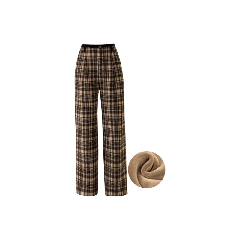 You Cow Me Pants Casual Pants Women's Khaki Plaid-7