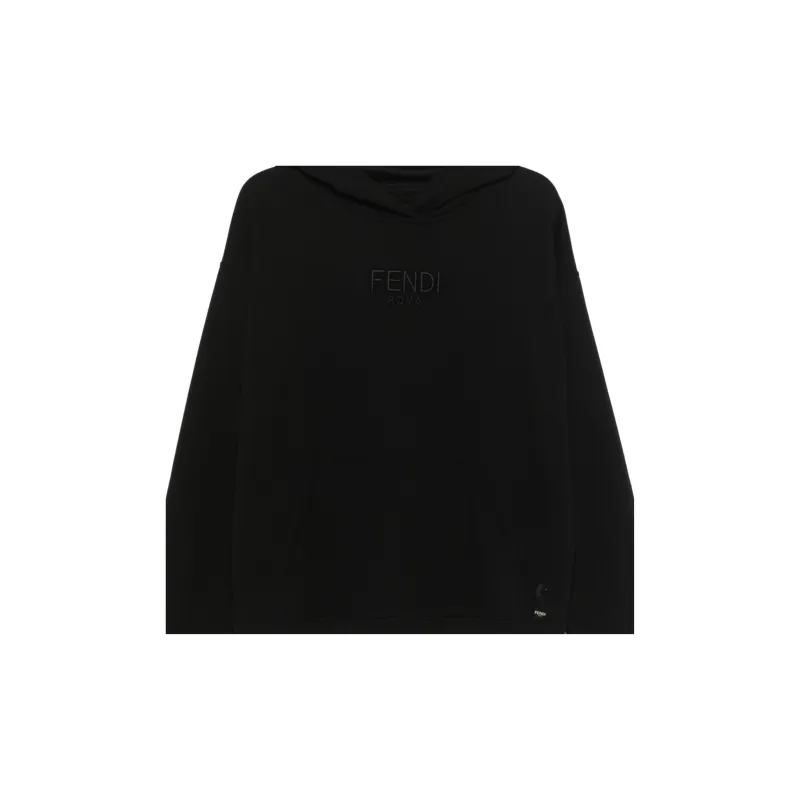 FENDI Logo Embroidered Long Sleeved Hoodie-6