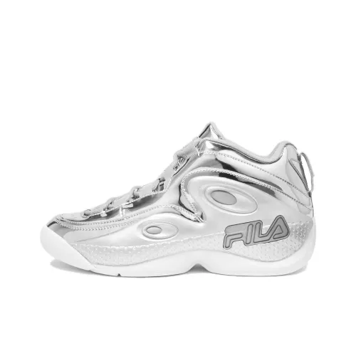 FILA Grant Hill 3 Anti Slip Wear Resistant Mid Top Vintage Basketball Shoes Unisex Silver