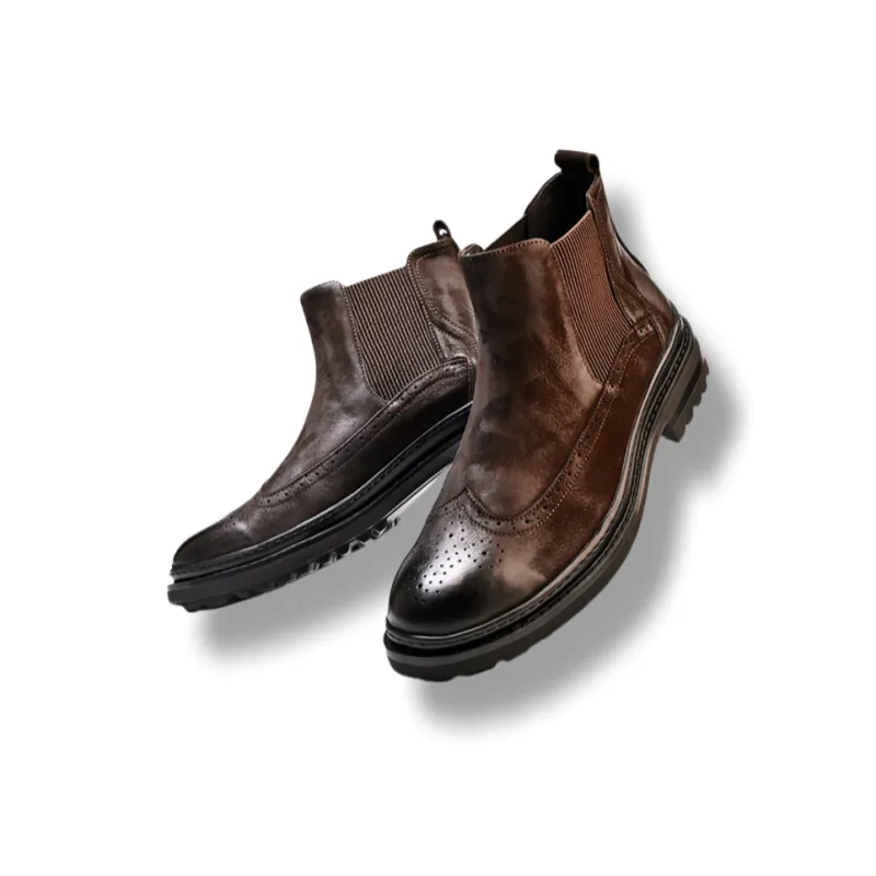 Brounvanm Short Chelsea Boots Men's Coffee-3