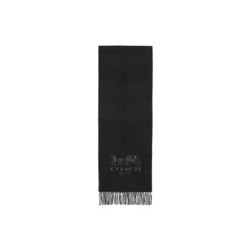 COACH 100% Small Cashmere Scarf Unisex Gray