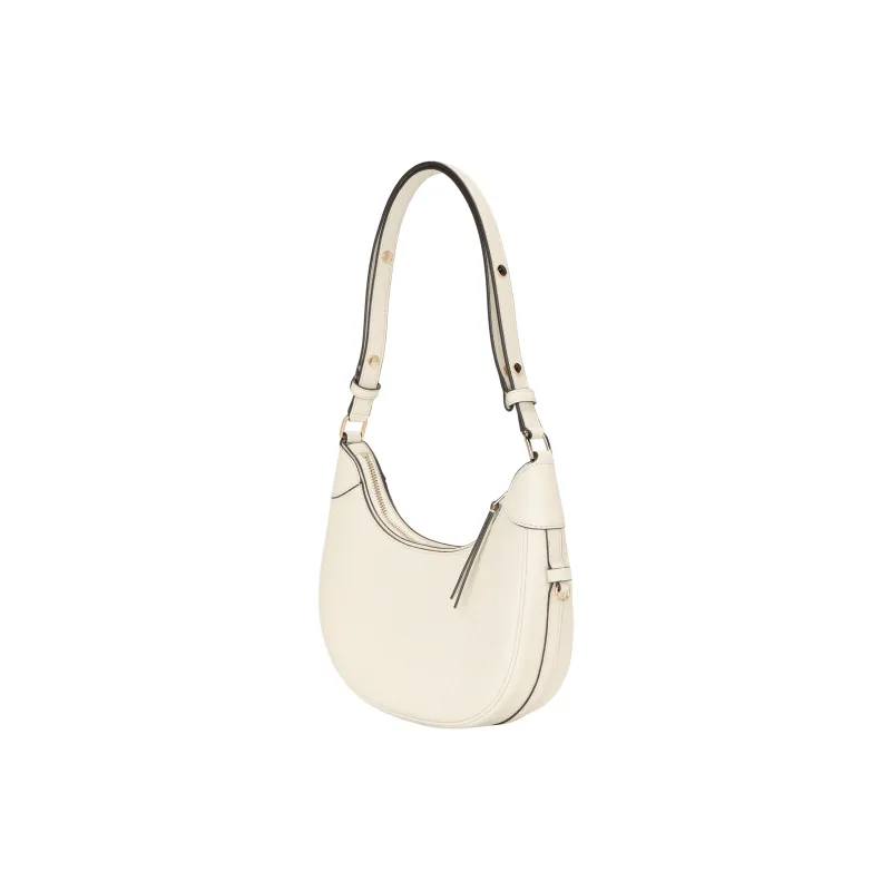TORY BURCH T Monogram Leather Crescent Bag Light Cream-1