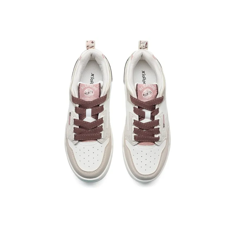 XTEP New Light Version CNY Wear-Resistant Low-Top Skateboard Shoes Women's Pink Brown Tan-3