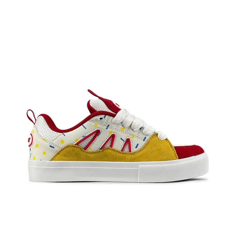 VFDF Anti-Slip And Wear-Resistant Lightweight Low-Top Skateboard Shoes Unisex White Yellow Red-1