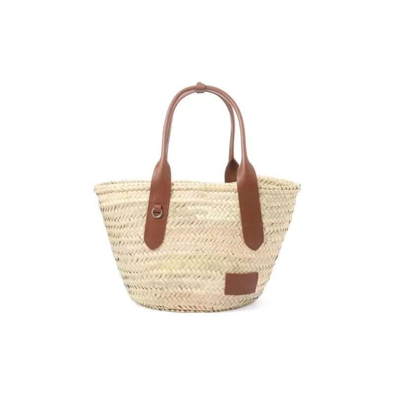 J&M Raffia Handbag Medium Size Unisex Beige Yellow-0